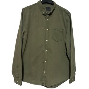 PRIMARK Menβs regular Fit Green Jean button down shirt size XXL